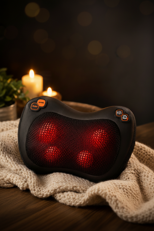 Reva Mini compact heated massage pad, portable shiatsu massager for desk, car, or travel
