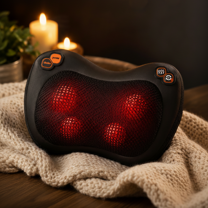 Reva Mini compact heated massage pad, portable shiatsu massager for desk, car, or travel