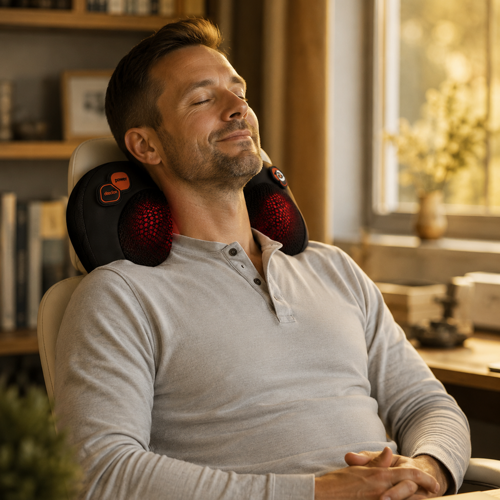 Reva Mini portable heated massager shown as a companion to the Reva Wrap